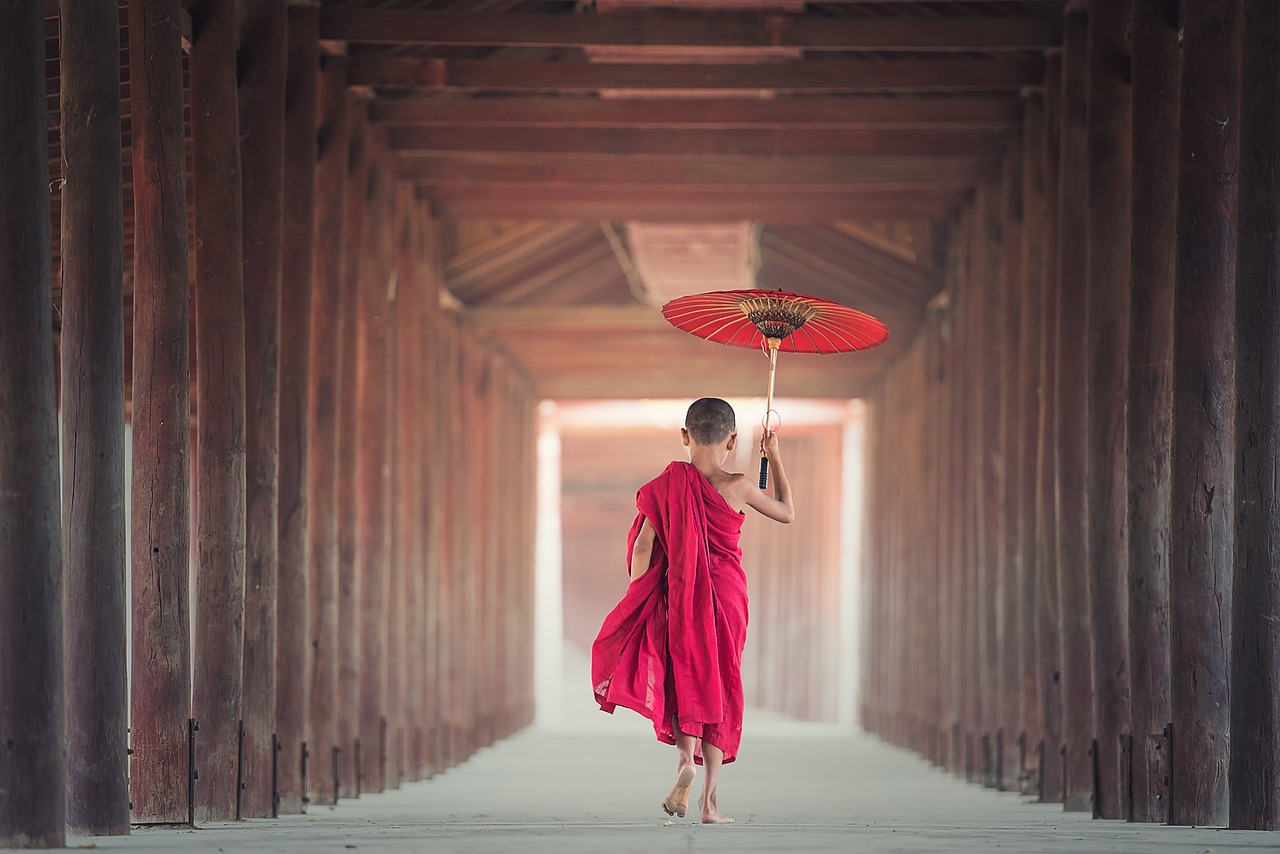 Monk Enjoying the walk of peace